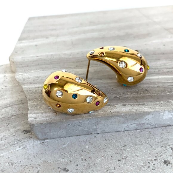 NEW~ Anthropologie Adina Eden Colorful Teardrop Stud Earrings - Picture 7 of 12